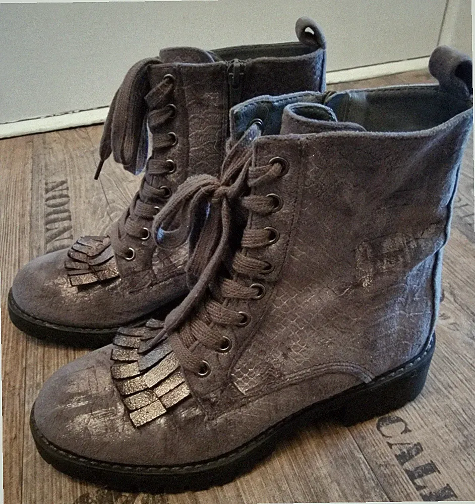 Star Collection Samt Stiefeletten Gr.37 Grau Glitzer Bequem sehr gut