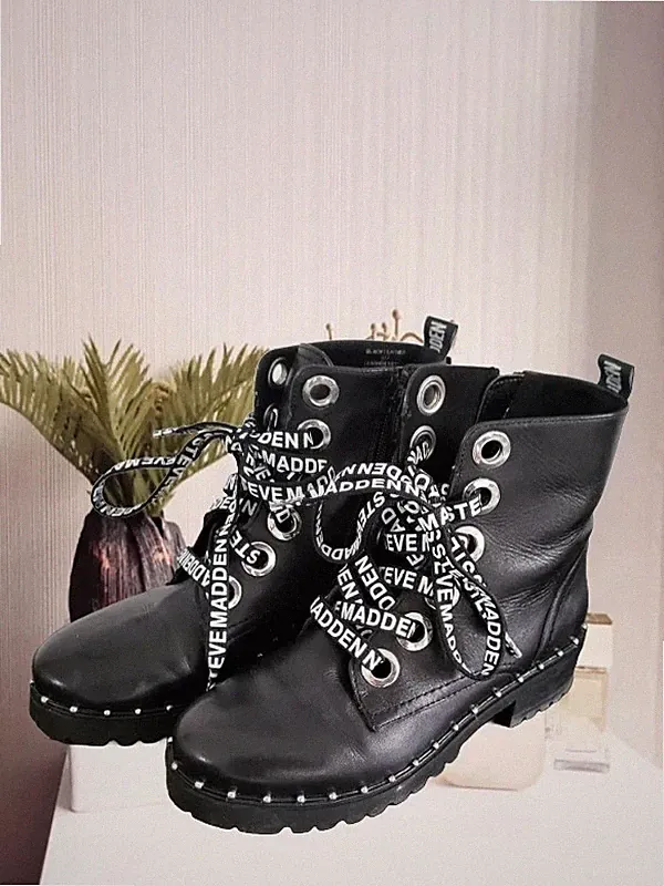Steve Madden Damen Designer Schuhe Tess Bootie Biker Boots schwarz Größe 36