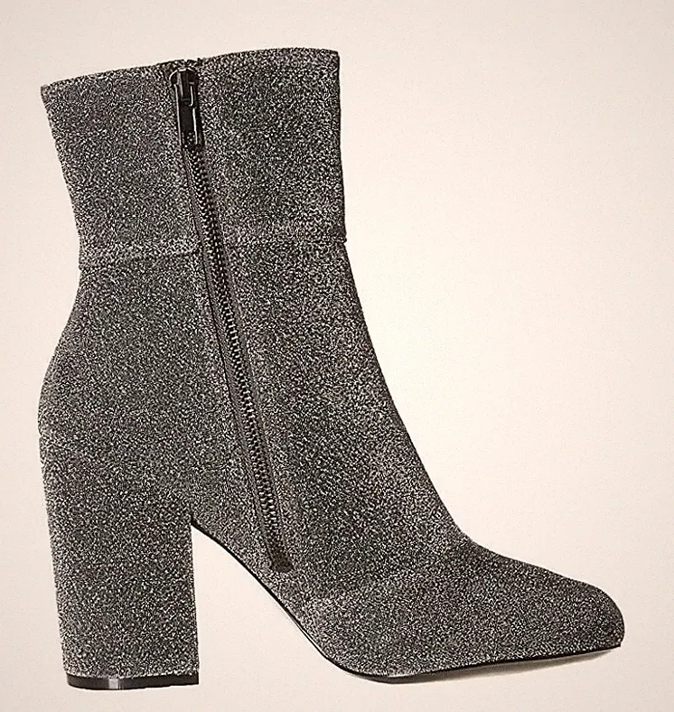 STEVE MADDEN GOLDEEE SILVER SILBER SEITENREISSVERSCHLUSS STIEFEL ORIGINAL UND NEU