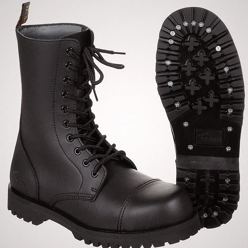 Stiefel 10-Loch Pure Trash Stahlkappe Schrauben Motorraddstiefel Springerstiefel