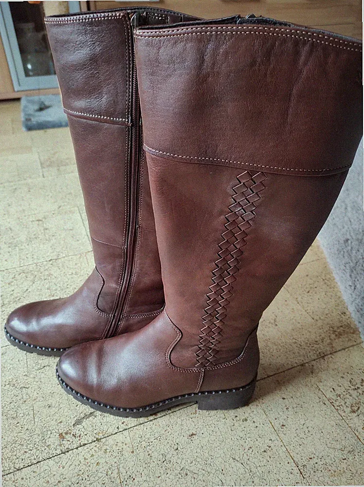 Stiefel Braun Leder Caprice 38 Langschaftstiefel