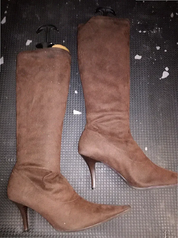 Stiefel, Damen, Langschaft-Stiefel, Gr.39, dunkelbraun, Wildleder
