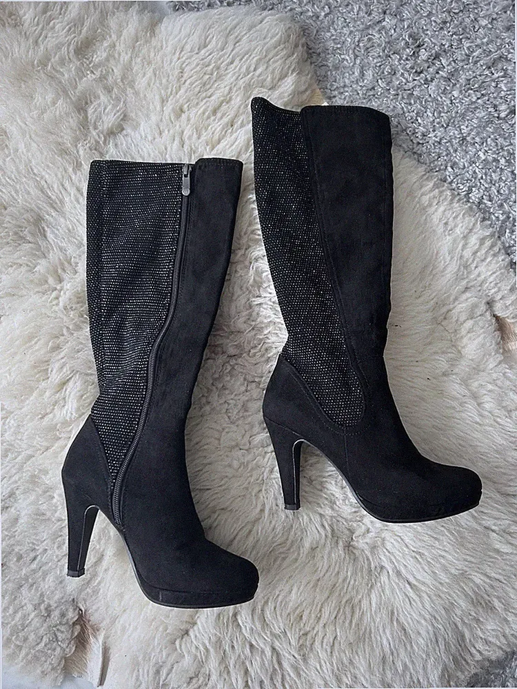 Stiefel Damen Marco Tozzi 37 Schwarz High Heels Stretch