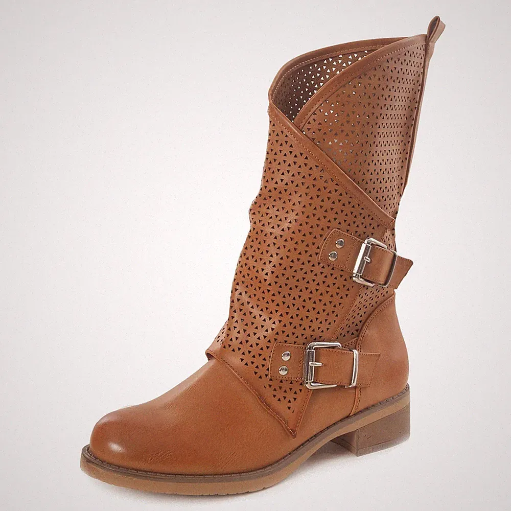 Stiefel, Damen, niedrig, Biker, Stiefel, Stiefel, Schnallen Amphibien SA9907...