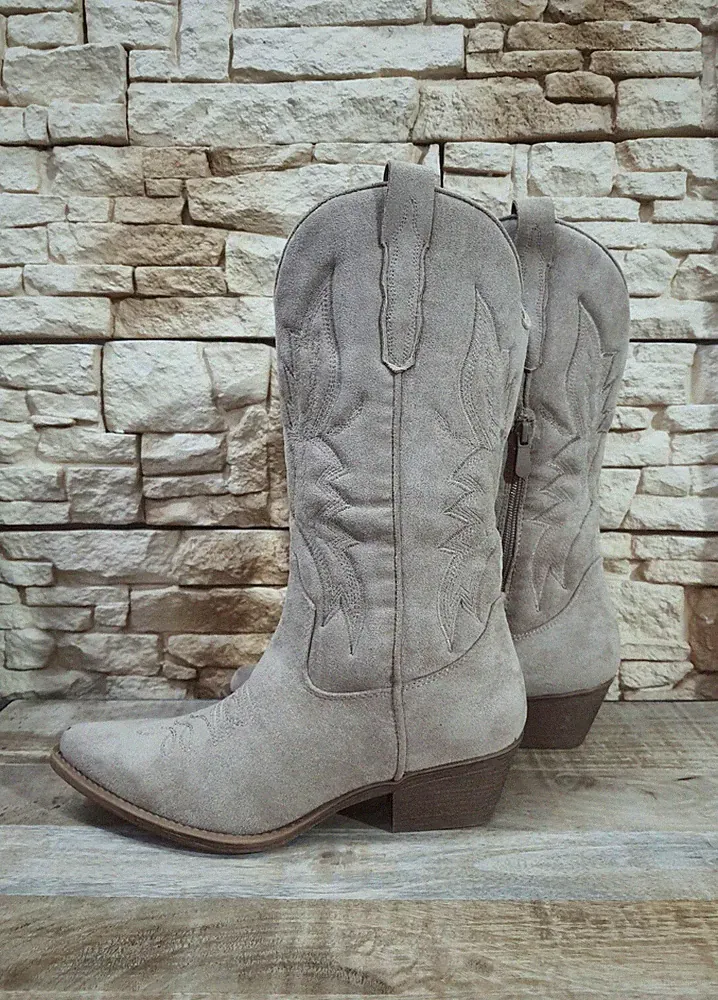Stiefel Damen Texan Grau Camperos Cowboy Western Winter MP6372