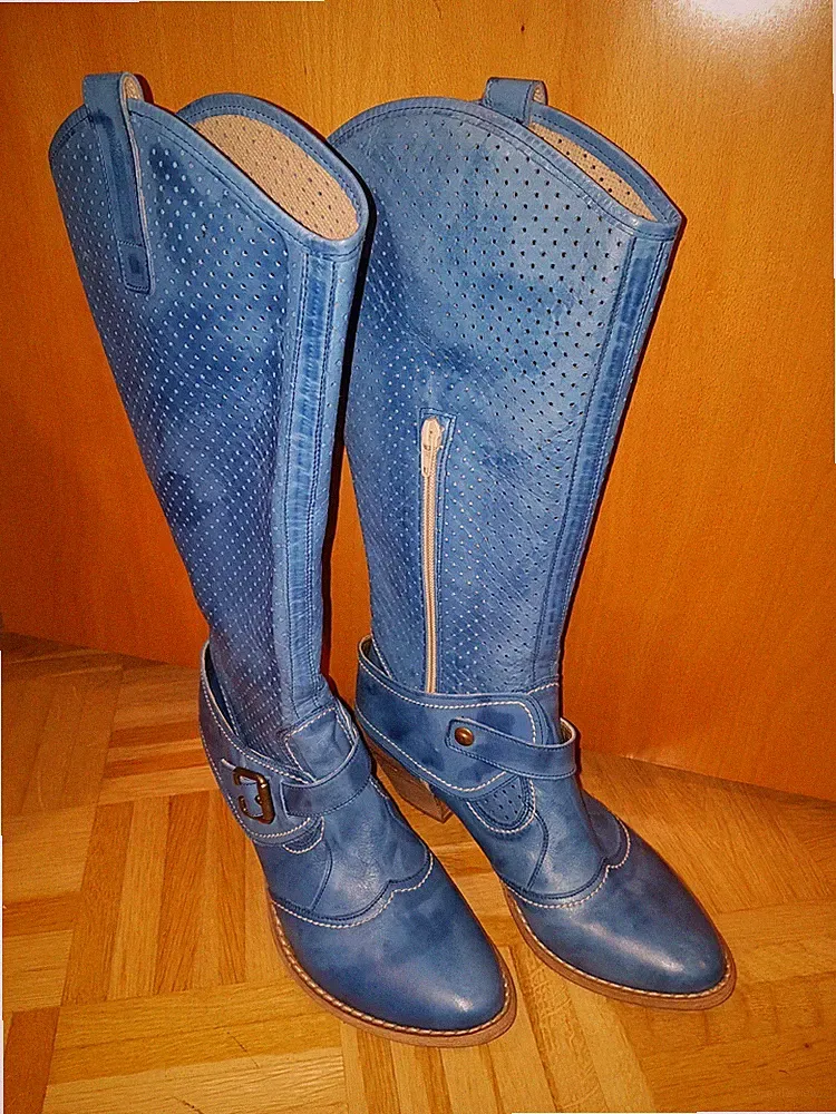 Stiefel Echtleder Blau L'Idea Made in Italy Größe 36 Ungetragen