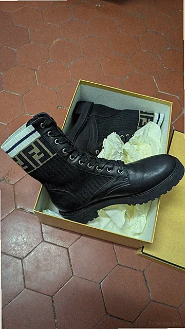Stiefel Fendi Roma Modèle Rockoko Gr. 40 Ranger Echtleder Made In Italy