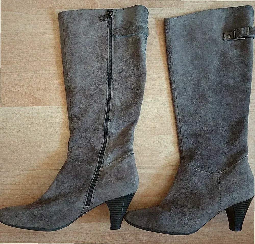Stiefel FREEFLEX Damen Absatz Herbst Winter Gr.38 Wildleder Braun Top Retro