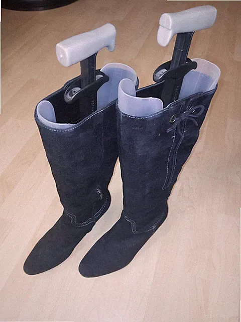 Stiefel GEOX Respira Gr 37,5 Schaft b. Knie schwarz Absatz 6 cm + Stiefelspanner