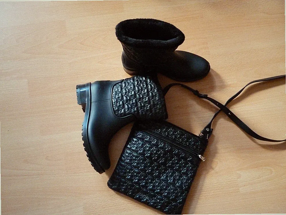 Stiefel Gummistiefel Boots MARC CAIN Gr.37 schwarz gefüttert Leo NEU