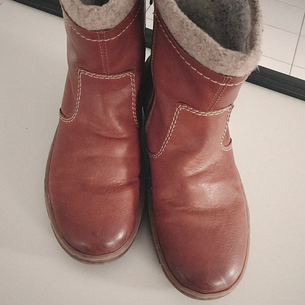 Stiefel Halbstiefel Boots gefüttert Rieker Gr. 41 braun/cognac Freizeit bequem