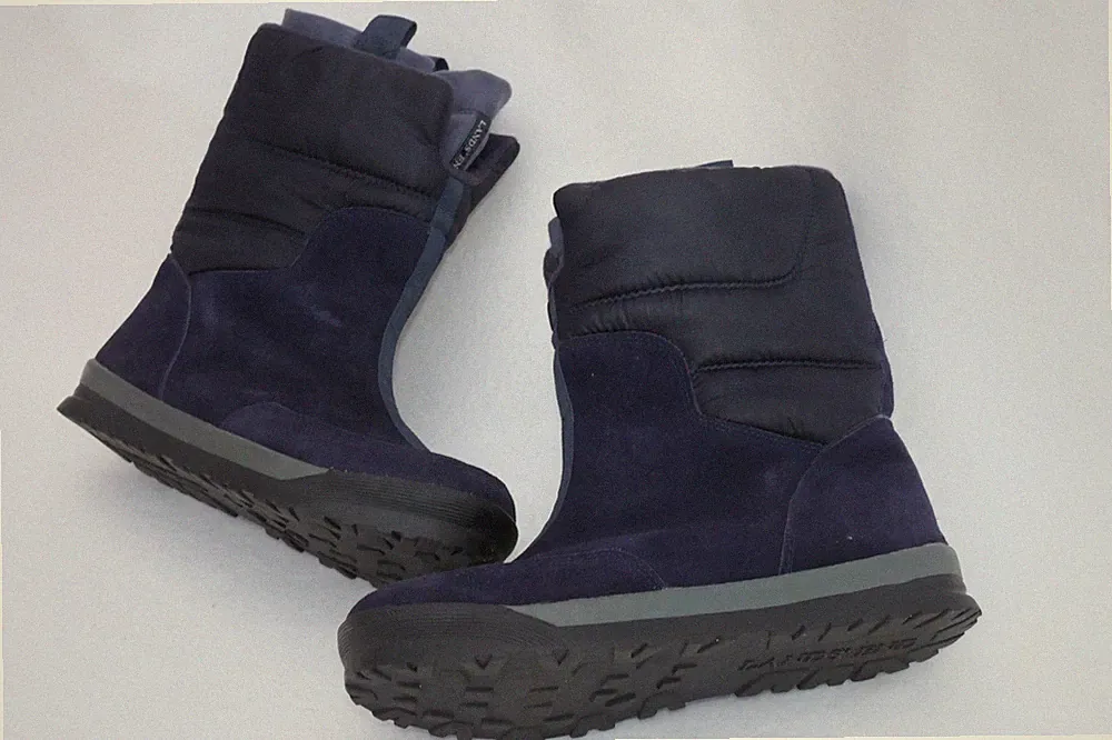 Stiefel Lands' End Damen Winterstiefel Schnee Gr.38 Leder/Stoff Blau Neuwertig