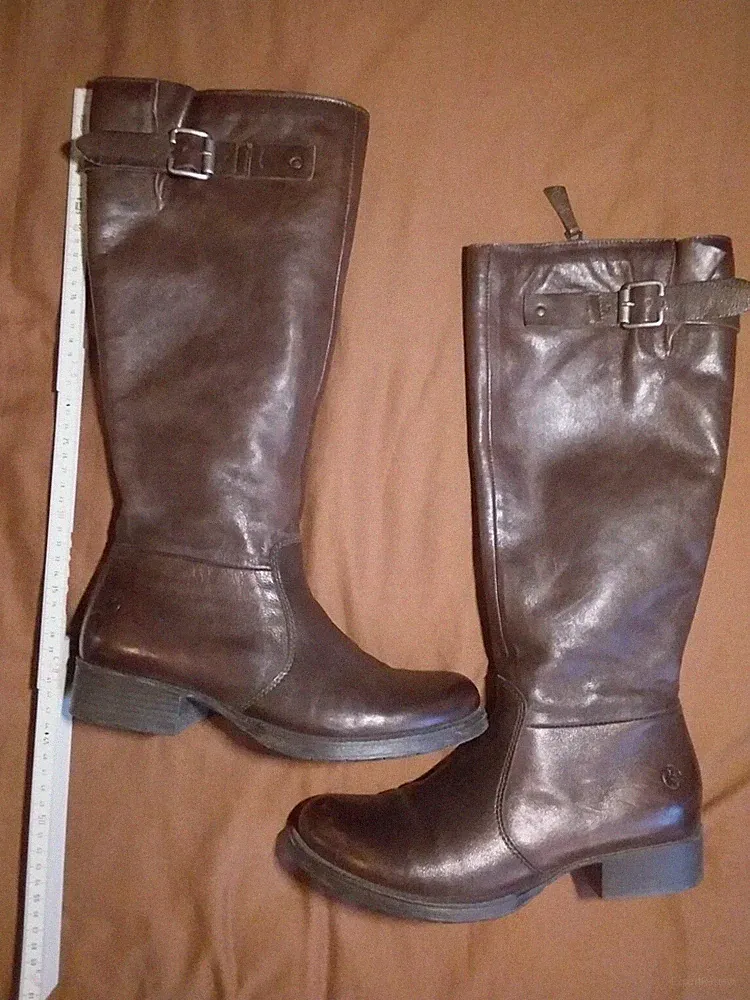 Stiefel Langschaft Schuhe 40 Leder Kämpgen Braun
