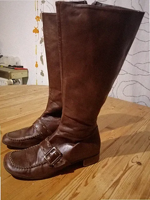 Stiefel Leder Langschaftstiefel Paola Caniglia Italy Gr. 40 Leder braun