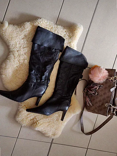 Stiefel Leder Overknee Stiefeletten Reißverschluss Kniehoch gr. 38