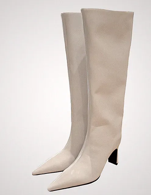 Stiefel Medium Heel Gold Silber Spitze Diva Collection Gold Silver Boots DIVA08