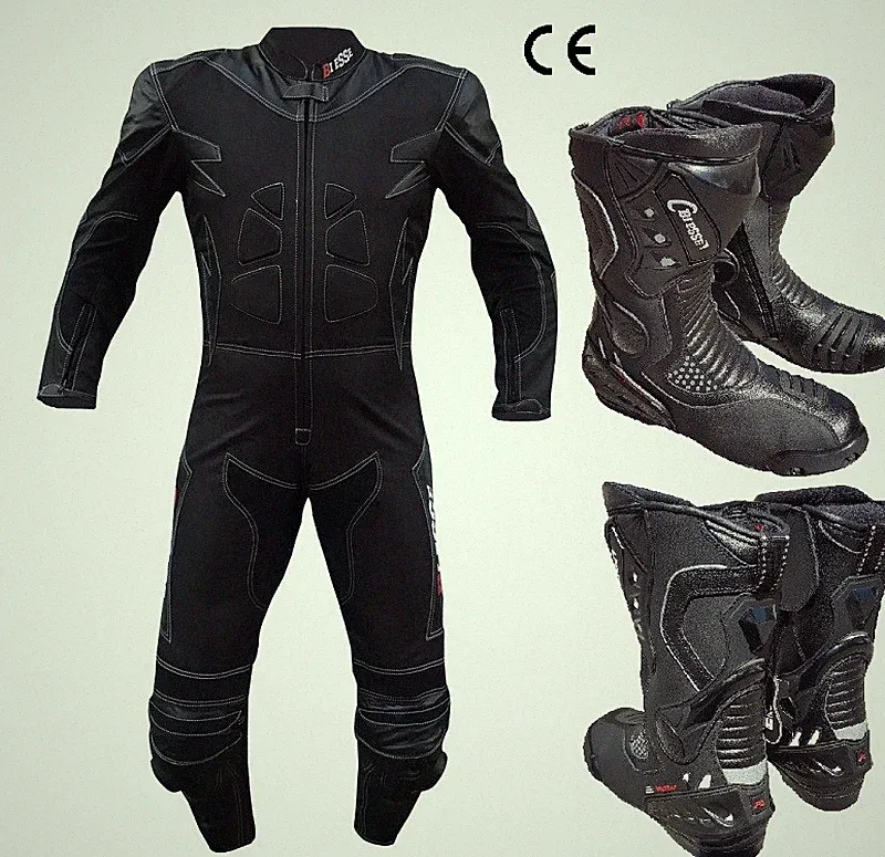 Stiefel Motorrad Fahren Fahrt Anzug IN Leder Stoff Gesamte Buckel Ce-Protektoren