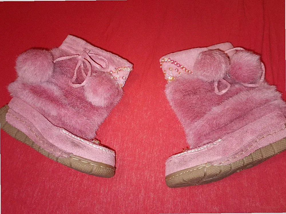 Stiefel Plüsch Rosa Mit Glitzer Und Bommeln 25