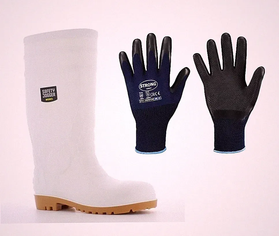Stiefel S4 Metzgerstiefel Lebenmittelindustrie 36-48 Gummistiefel + Handschuhe