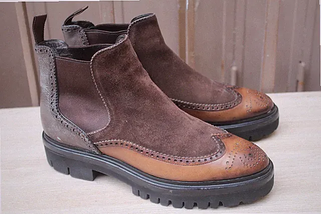 STIEFEL SANTONI CHELSEA LEDER UND WILDLEDER 38 NEUWERTIG WOMEN'S SHOES