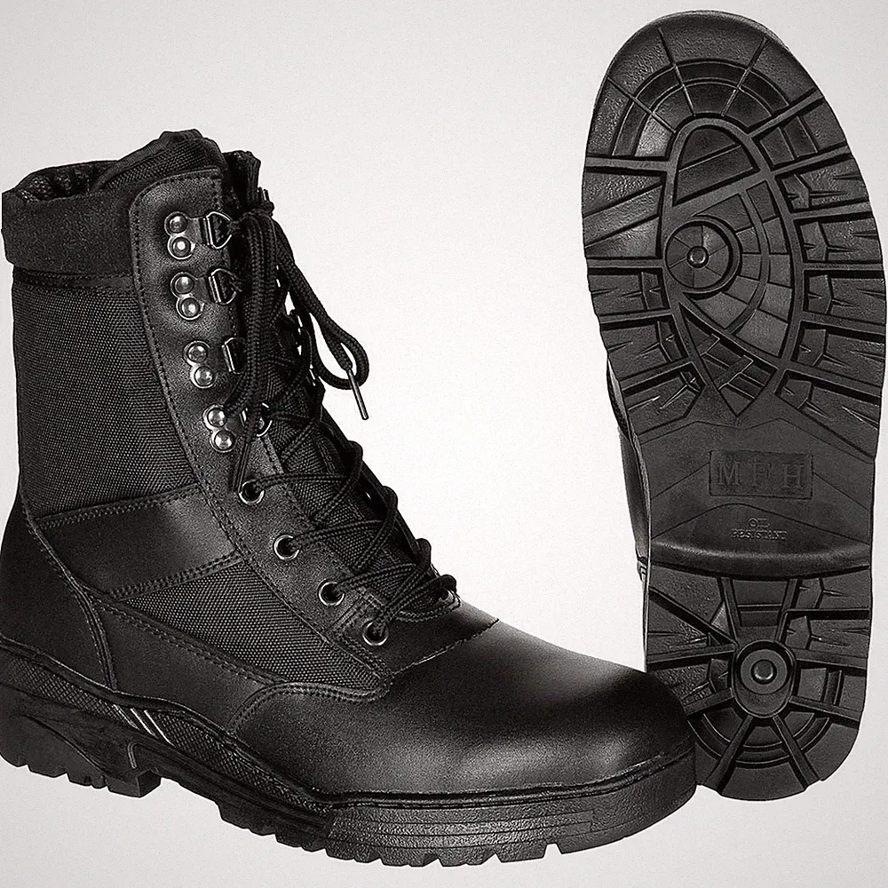 Stiefel, "Security", schwarz, 8-Loch, Gummisohle Schnürstiefel Outdoorstiefel