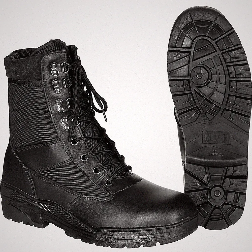 Stiefel, "Security", schwarz, 8-Loch, Gummisohle Schnürstiefel Outdoorstiefel