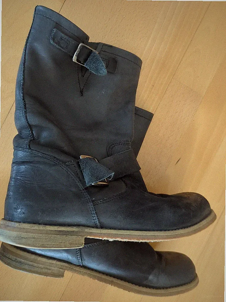 Stiefel Stiefelette Boots Damen Schwarz Größe 39 echt Leder mit Schnallen