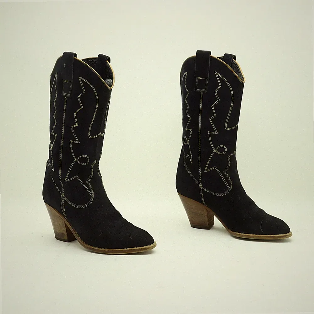 Stiefel UNBRANDED EU 40 Schwarz Cowboy Biker Western Damen Leder Kork-Look