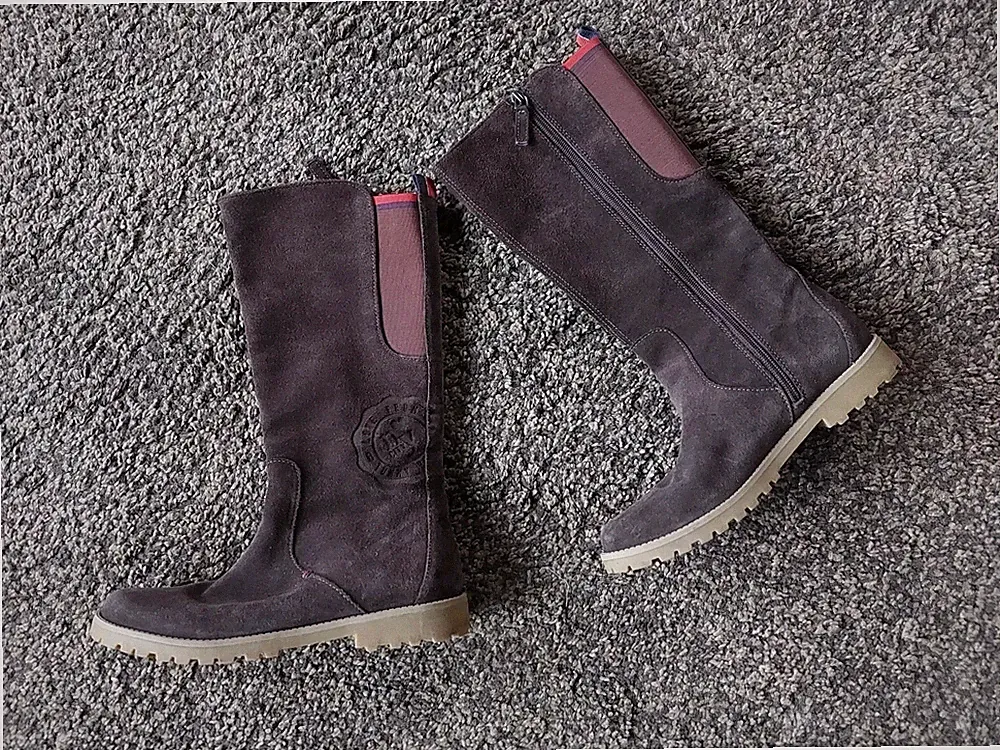 Stiefel Wildleder Hilfiger Braun Reißverschluss top flach Chelsea 39