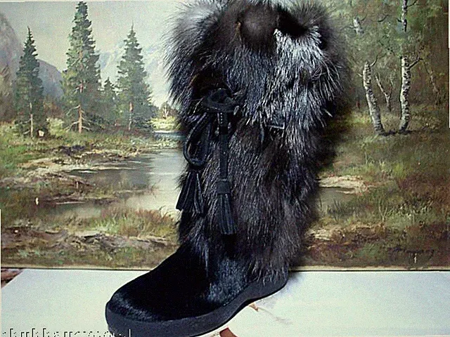 Stiefel Winter Damenschuhe aus Kojotenfell Lackner 9515 schwarz 36-43