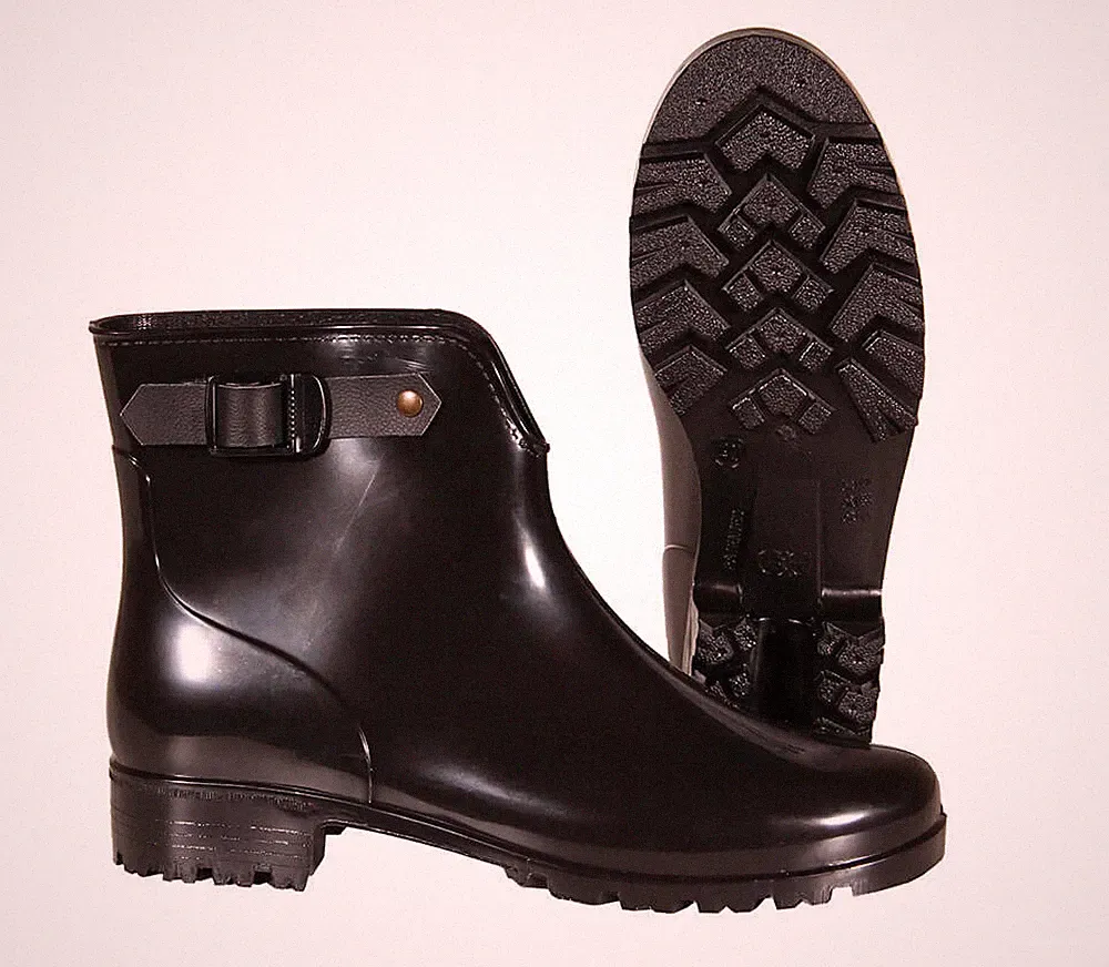 Stiefelette, Gummistiefel G&G Damen PAOLA schwarz mit Zierschnalle Gr. 39 - 42