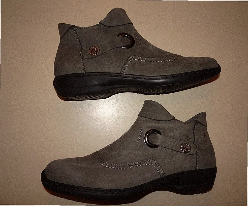 Stiefelette von Elena Eden Gr. 39 G halbhoch Grau handgearbeitet Reißverschluss