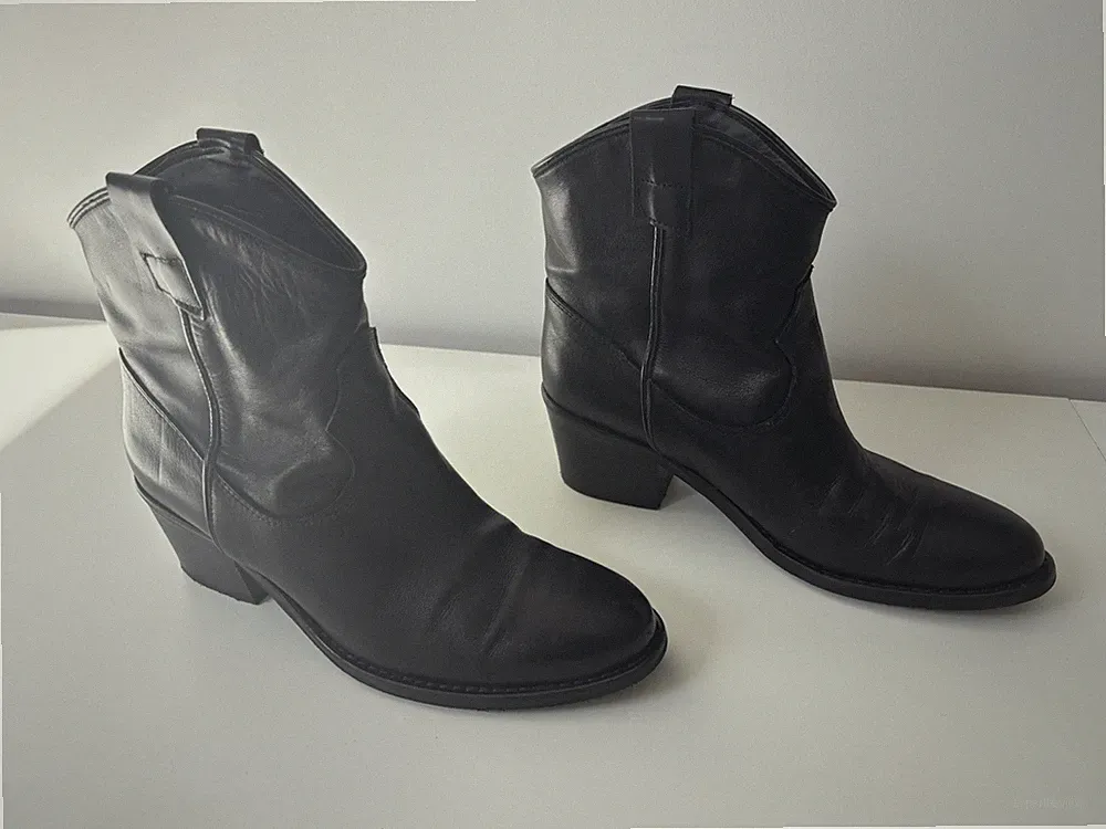 Stiefeletten Boots Santiags Leder schwarz Brown's Made in Italy 38 38,5 Crisi