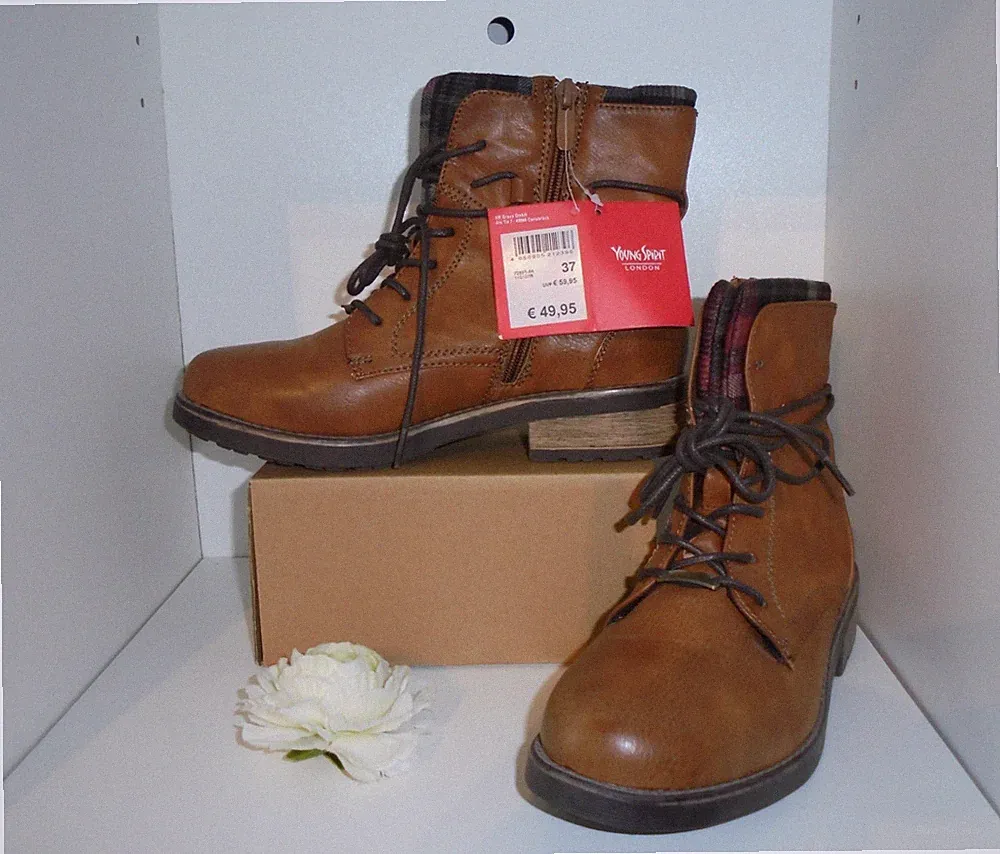 Stiefeletten Damen ❤ Stiefel Boots Worker Style Schuhe Young Spirit Gr. 37 Neu