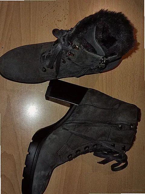 Stiefeletten GEOX Respira Pumps Boots in Oliv Gr. 41 UK 7 Lammfel Dunkelgrau