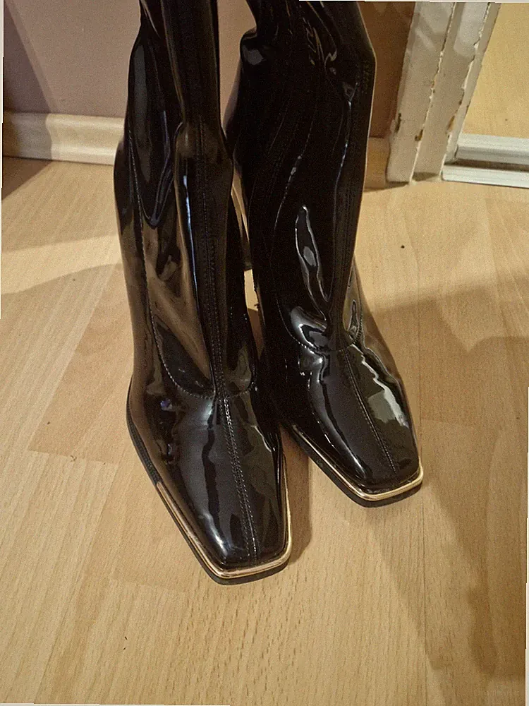 Stiefeletten Glänzend Schwarz Damen Größe 41