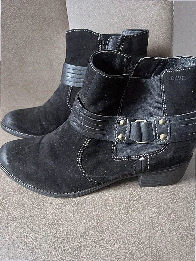 Stiefeletten, Gr. 42, schwarz, Leder, Cowboystiefel, Neuwertig