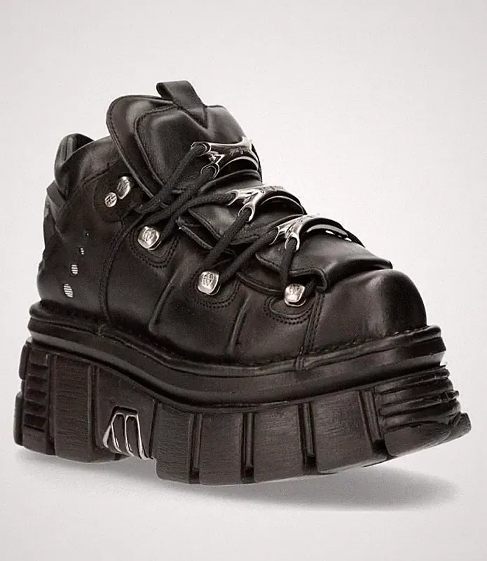 Stiefeletten Pelz Mit Plattform NEW ROCK Schwarz Sammlung Metallische M.106-S29