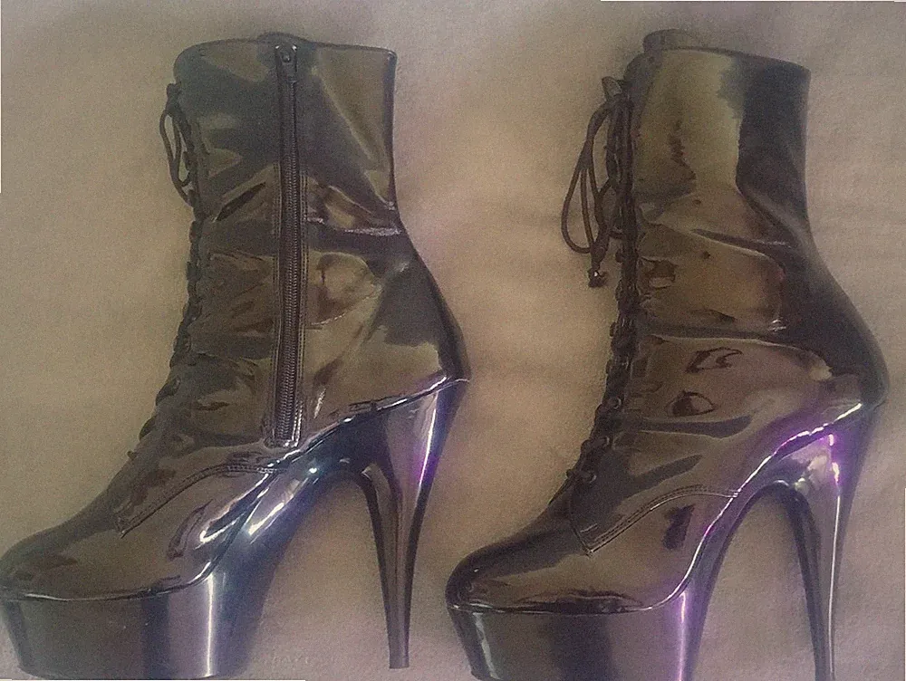 Stiefletten Stilettos High Heels Erotik Pleaser Schwarz Gebraucht Grösse 45,5