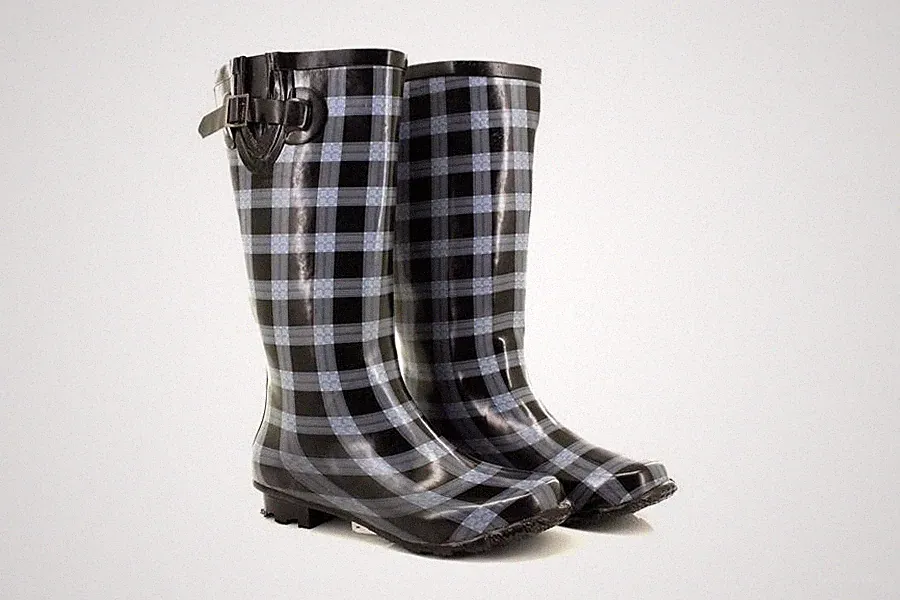 StormWells Damen Gummistiefel schwarz kariert Garten Festival Winter