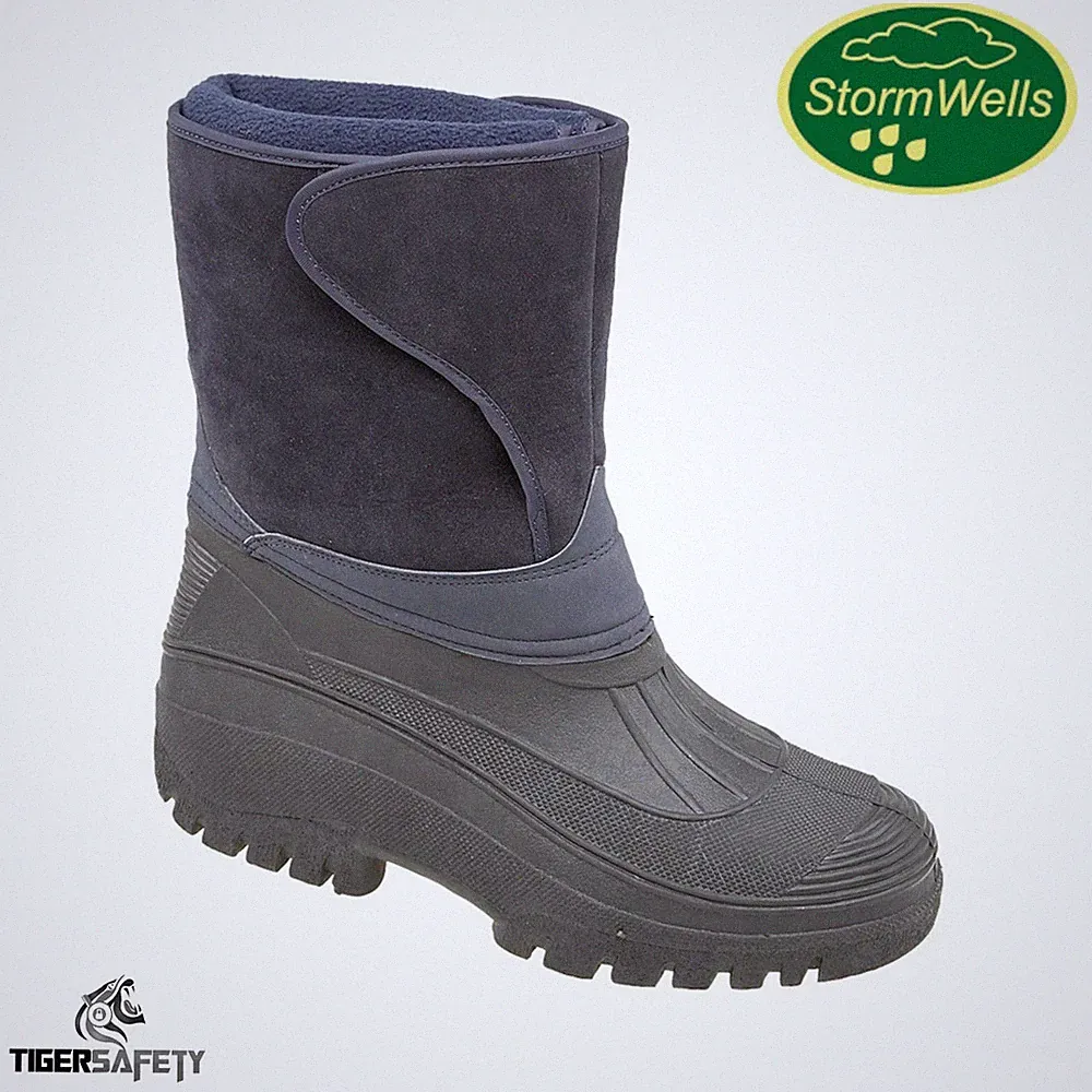 Stormwells Marineblau Thermal Fleecefutter Wasserdichte Schneestiefel Muckboots