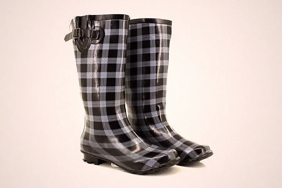 StormWells W232 Damen Gummistiefel schwarz kariert Garten Festival Winter