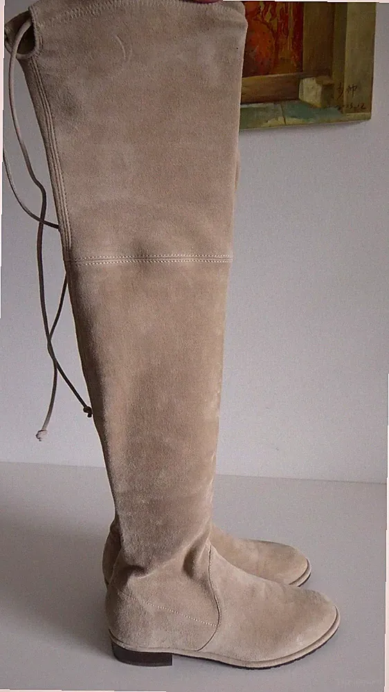 Stuart Weitzman Lowland Overknee Stiefel beige Brownstone Gr. 36 wie neu