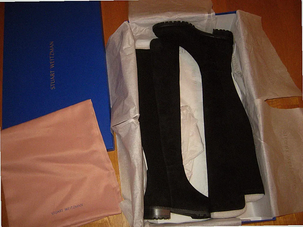 Stuart Weitzman Overknee Stiefel NEU 850,- schwarz 38,5 Wildleder Boots original