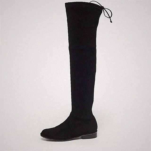 Stuart Weitzman Schwarz Wildleder Lowland Overknee Stiefel Größe 36