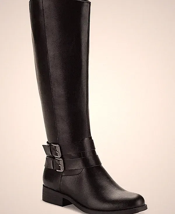 Style Co Uticaa Reitstiefel Schwarz Synthetik 7M Gürtel Detail Msrp