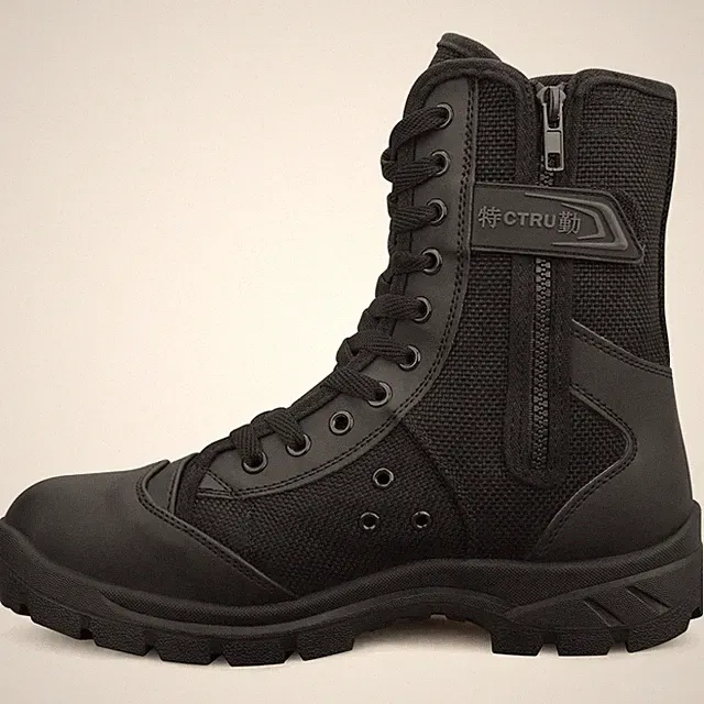 Stylische Herren Kampfstiefel in Schwarz, verschiedene Obermaterialien