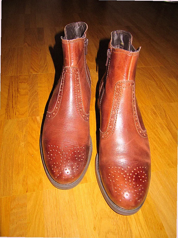 Super Zustand! tolle Chelsea Boots Budapester Gr.38 Cognac Glattleder Pier One