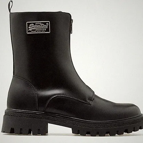 Superdry Damen Stiefeletten, Frontreißverschluss, rutschfeste Gummisohle