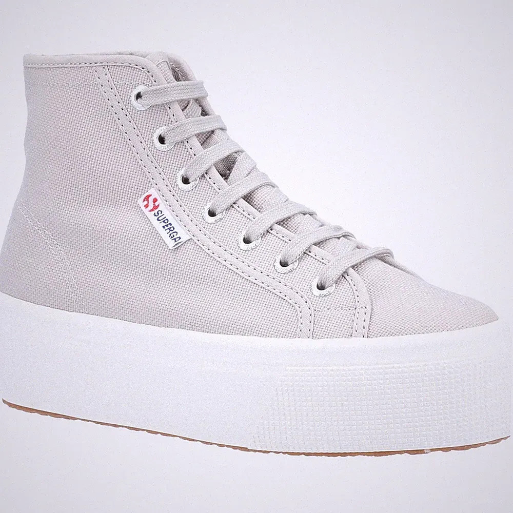 Superga 2708 HI Top Baumwoll Damen Stiefel In Grau Colomba/Weiß Avorio